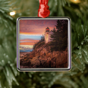 Lighthouses   Acadia National Park Maine Metal Tree Decoration