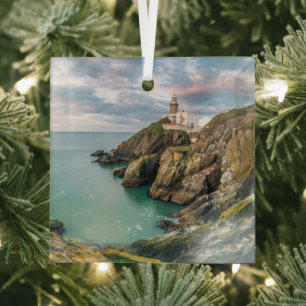 Lighthouses Baily Lighthouse Dublin, Ireland Glass Tree Decoration