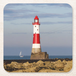 Lighthouses   Beachy Head Lighthouse England Square Paper Coaster