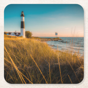Lighthouses Big Sable Lighthouse Ludington, MI Square Paper Coaster