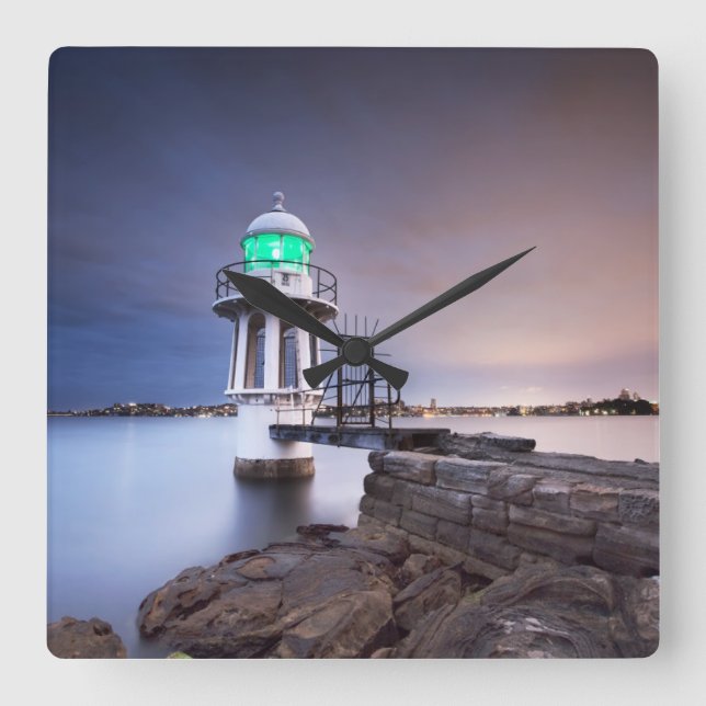 Lighthouses | Cremorne Point Lighthouse Australia Square Wall Clock (Front)