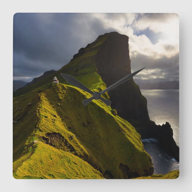 Lighthouses | Faroe Islands Denmark Square Wall Clock (Front)