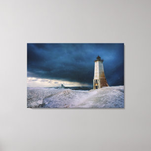 Lighthouses Frankfort Lighthouse Lake Michigan Canvas Print