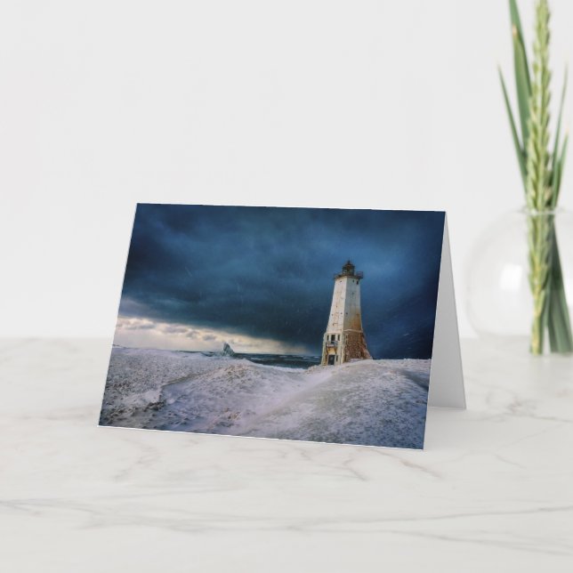 Lighthouses | Frankfort Lighthouse Lake Michigan Card (Front)