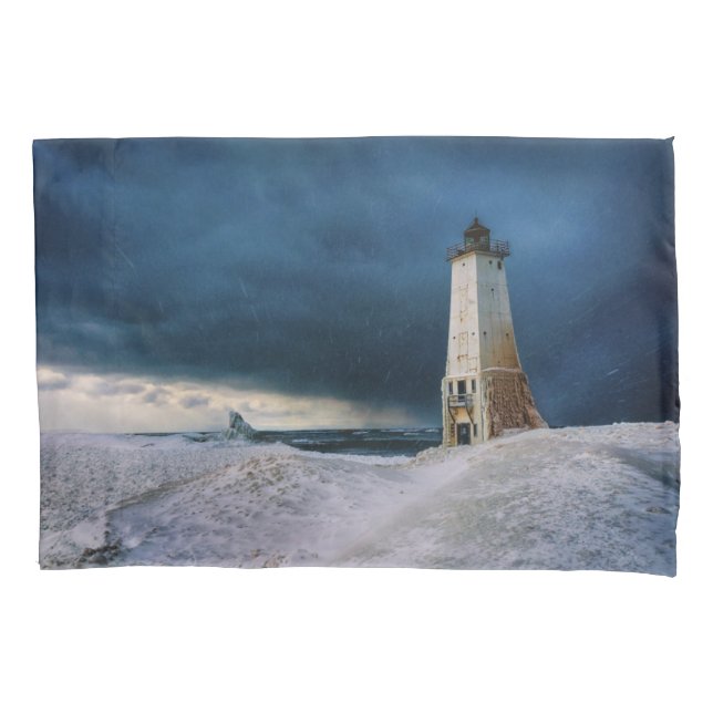 Lighthouses | Frankfort Lighthouse Lake Michigan Pillowcase (Front)