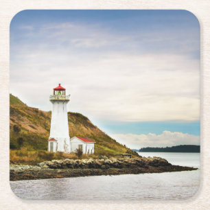 Lighthouses   Georges Island Lighthouse Square Paper Coaster