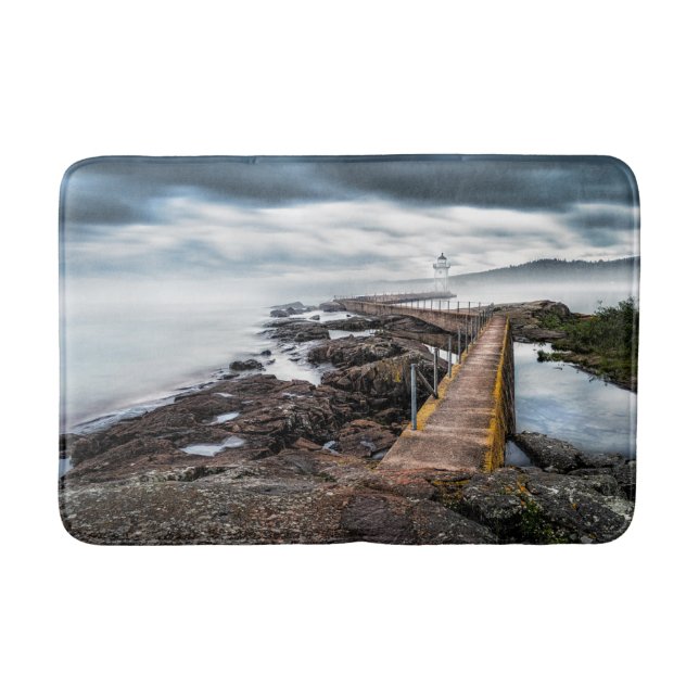 Lighthouses | Grand Marais Lighthouse Minnesota Bath Mat (Front)