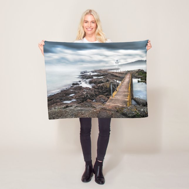 Lighthouses | Grand Marais Lighthouse Minnesota Fleece Blanket (In Situ)