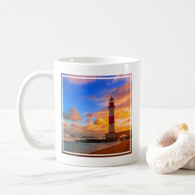Lighthouses | Itapuã Brazil Lighthouse Coffee Mug (With Donut)