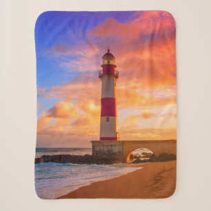 Lighthouses Itapuã Lighthouse Bahia Brazil Sherpa Blanket