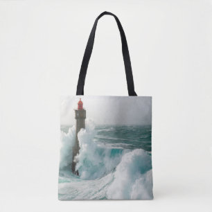 Lighthouses Jument Lighthouse Ouessant France Tote Bag