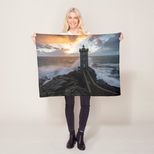 Lighthouses | Le Conquet Kermorvan Lighthouse Fleece Blanket (In Situ)