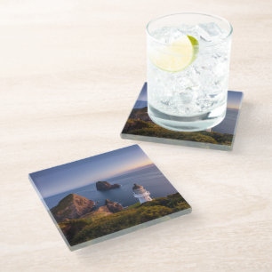 Lighthouses   Lighthouse Cape Brett New Zealand Glass Coaster