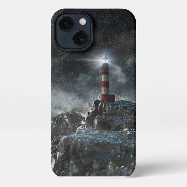 Lighthouses | Lighthouse in the Storm iPhone Case (Back)