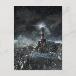 Lighthouses Lighthouse in the Storm Postcard