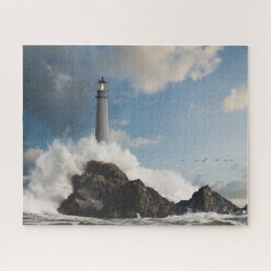 Lighthouses   Lighthouse With Crashing Waves Jigsaw Puzzle