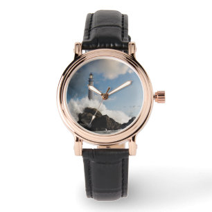 Lighthouses Lighthouse With Crashing Waves Watch