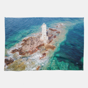 Lighthouses Mangiabarche Lighthouse Italy Tea Towel