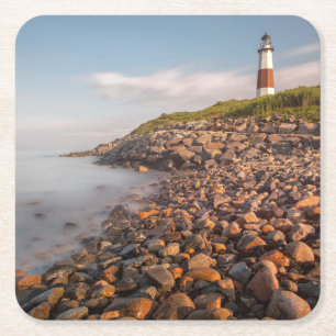 Lighthouses   Montauk Point Long Island Square Paper Coaster