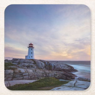 Lighthouses Peggy's Cove Lighthouse Nova Scotia Square Paper Coaster