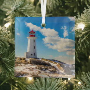 Lighthouses   Peggy's Cove Nova Scotia Glass Tree Decoration