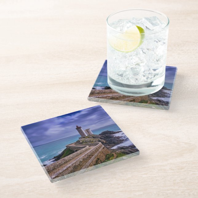 Lighthouses | Petit Minou Lighthouse France Glass Coaster (Angled)