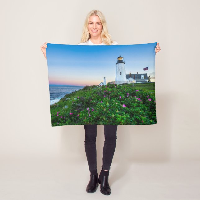 Lighthouses | Point Lighthouse Bristol  Maine Fleece Blanket (In Situ)