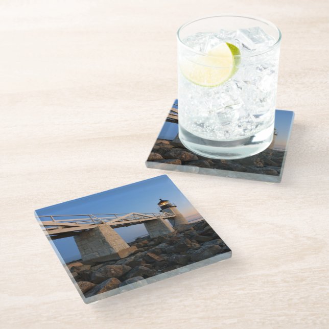 Lighthouses | Port Clyde Maine Lighthouse Glass Coaster (Angled)