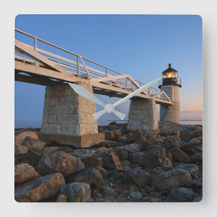 Lighthouses Port Clyde Maine Lighthouse Square Wall Clock