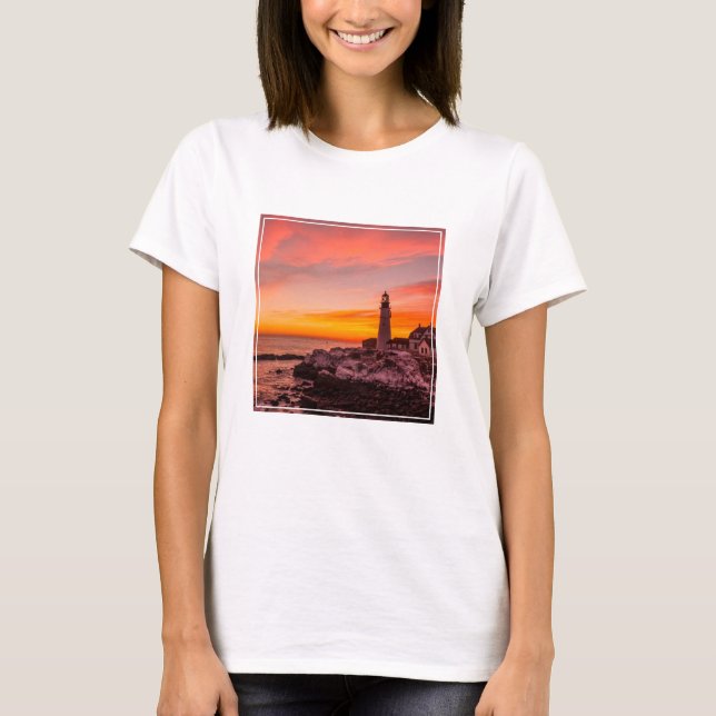 Lighthouses |  Portland Head Cape Elizabeth Maine T-Shirt (Front)