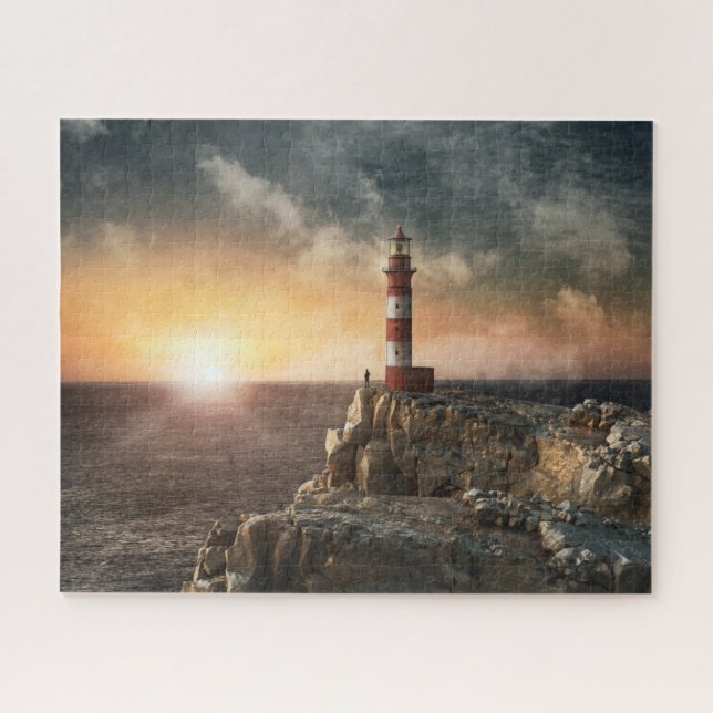 Lighthouses | Red & White Lighthouse Jigsaw Puzzle (Horizontal)