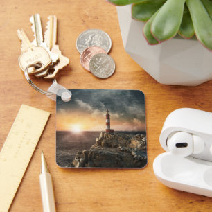 Lighthouses   Red & White Lighthouse Key Ring