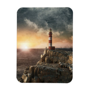 Lighthouses Red & White Lighthouse Magnet