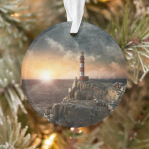 Lighthouses   Red & White Lighthouse Ornament