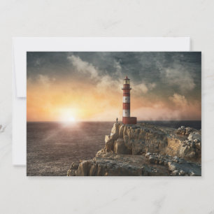 Lighthouses Red & White Lighthouse Thank You Card