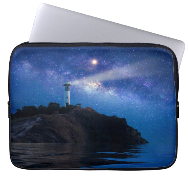 Lighthouses | Starry Night Lighthouse Laptop Sleeve (Front)
