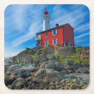 Lighthouses   Victoria Harbour Vancouver Island Square Paper Coaster