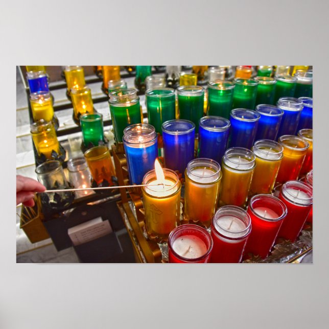 Lighting A Votive Candle Poster (Front)