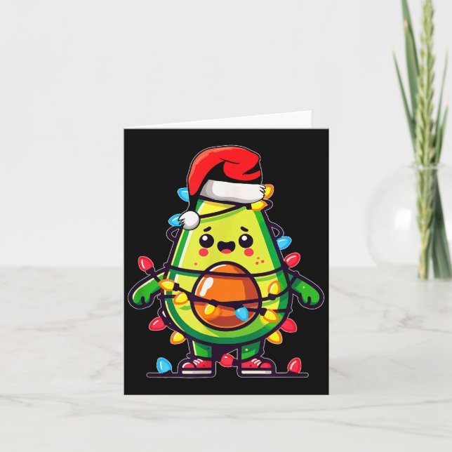 Lighting Avocado Ugly Christmas Sweater Guacamole  Card (Front)