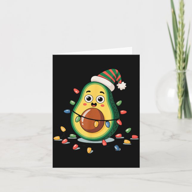 Lighting Avocado Ugly Christmas Sweater Guacamole  Card (Front)