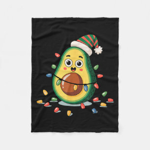 Lighting Avocado Ugly Christmas Sweater Guacamole  Fleece Blanket