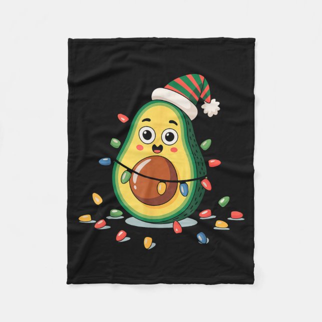 Lighting Avocado Ugly Christmas Sweater Guacamole  Fleece Blanket (Front)