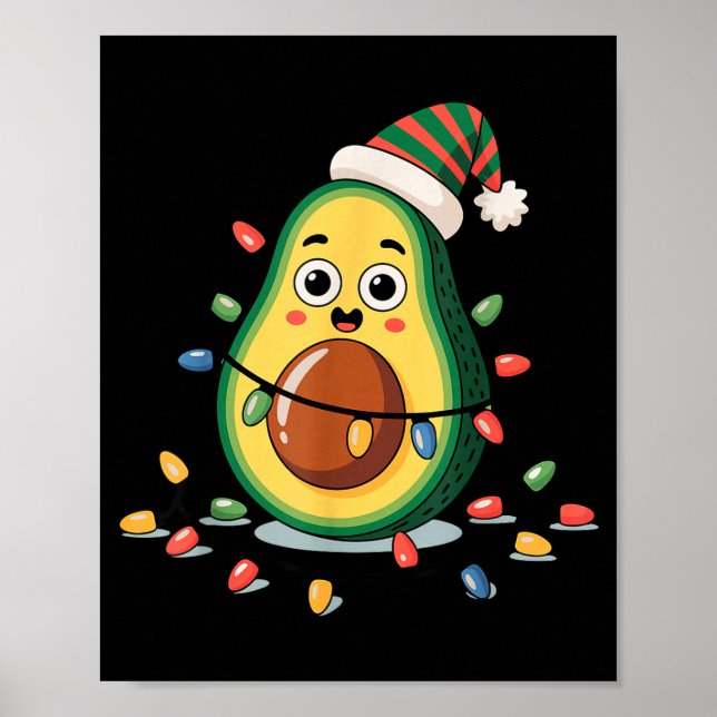 Lighting Avocado Ugly Christmas Sweater Guacamole  Poster (Front)