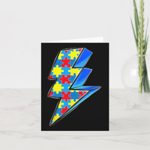 Lighting Bolt Puzzle Autism Awareness Day Support  Card