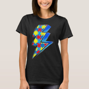 Lighting Bolt Puzzle Autism Awareness Day Support T-Shirt