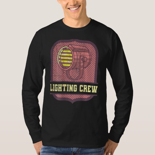 Lighting Crew Retro Spot Theatre Lighting Technici T-Shirt (Front)