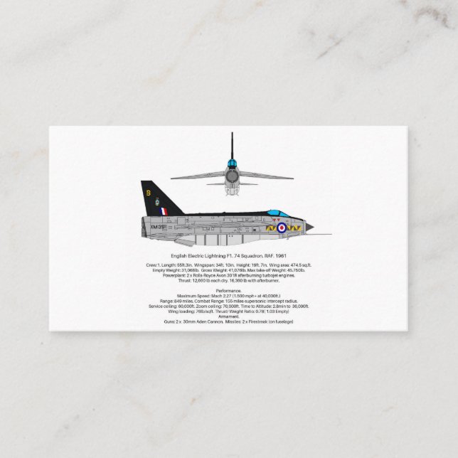  Lighting Fighter Jet Business Card (Front)