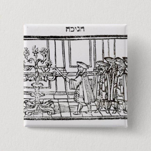 Lighting the Menorah 15 Cm Square Badge (Front)