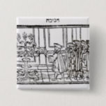 Lighting the Menorah 15 Cm Square Badge<br><div class="desc">Jewish School's Lighting the Menorah (woodcut) located at a Private Collection.</div>