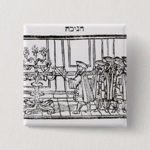 Lighting the Menorah 15 Cm Square Badge